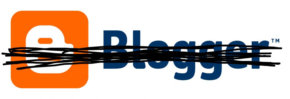 Blogger logo crossed out.
