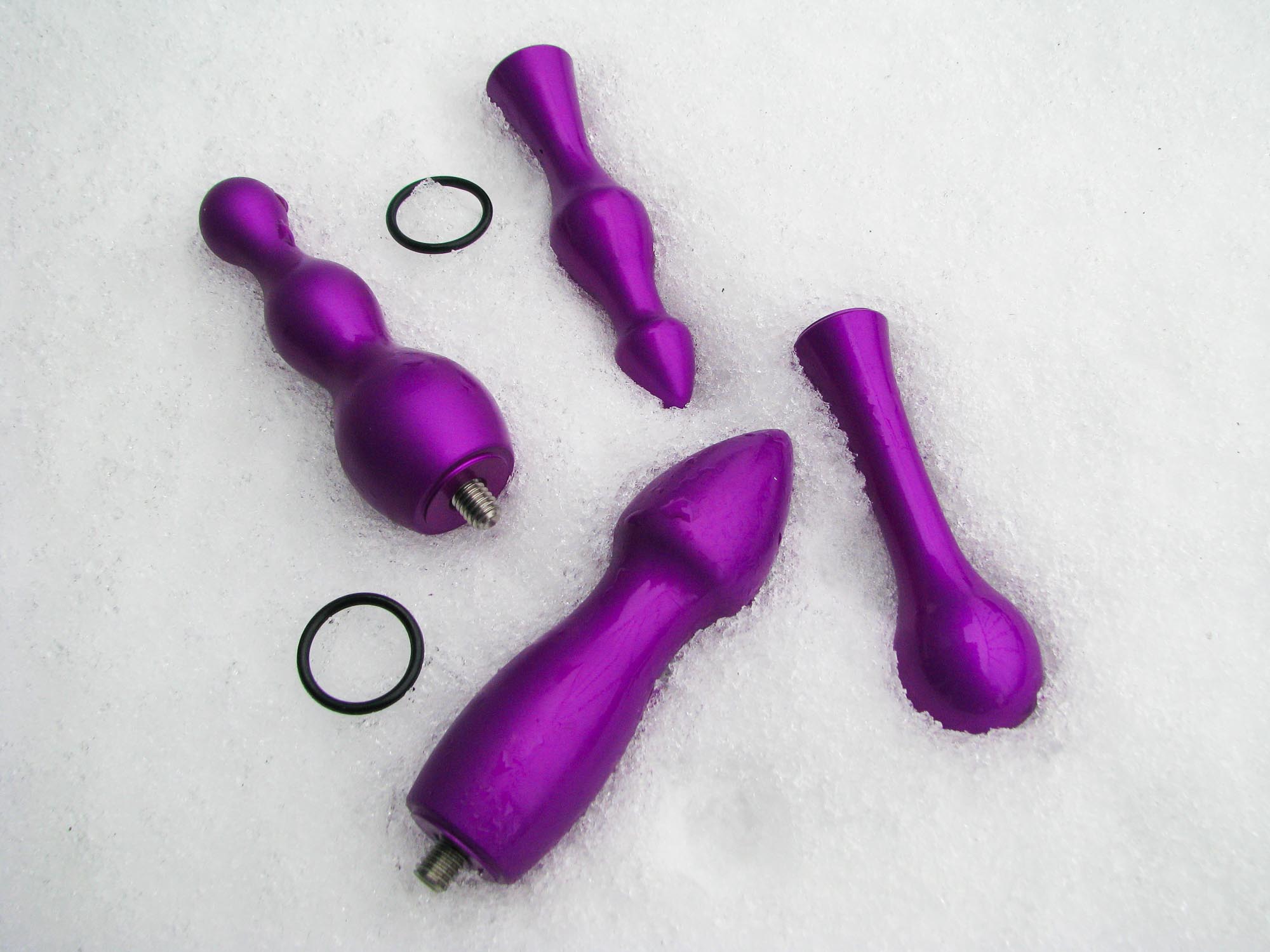 Tantus Alumina Motion and Revolve in pieces in the snow.