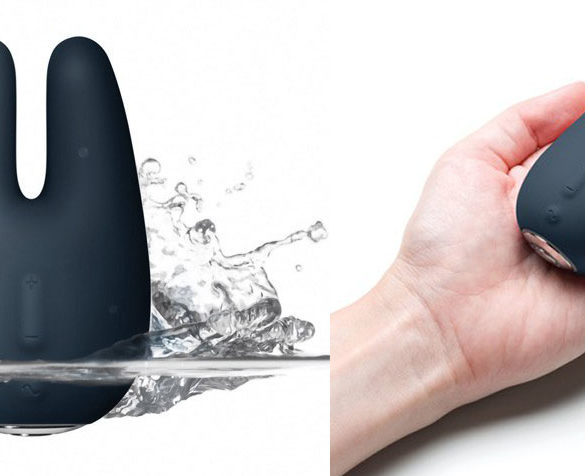 Jimmyjane Form 2 vibrator, with two prongs for stimulation.