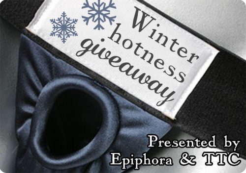 Winter hotness giveaway graphic, showing the giveaway name on the label of the Spareparts Joque harness.