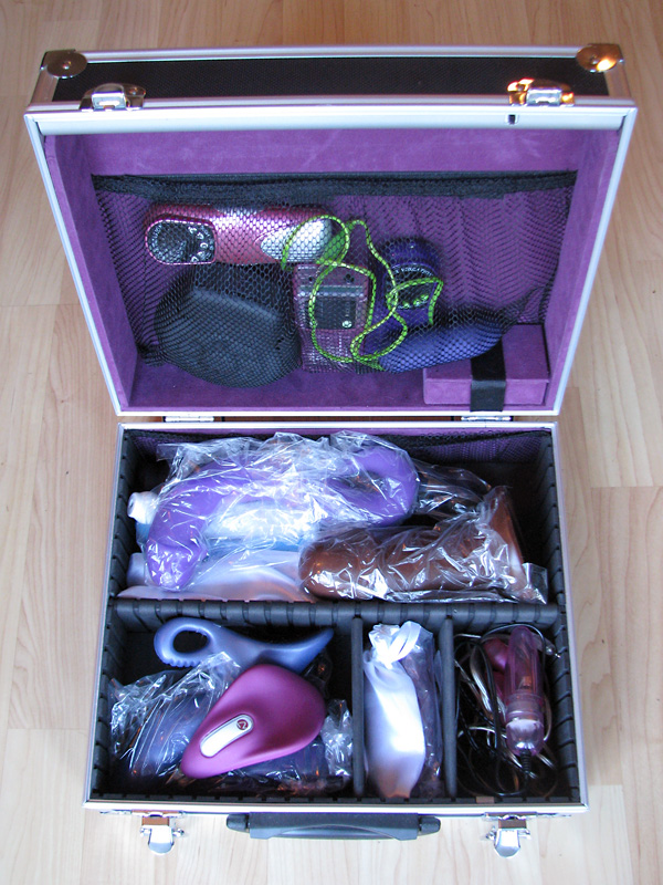 Tunti toybox open and full of sex toys.