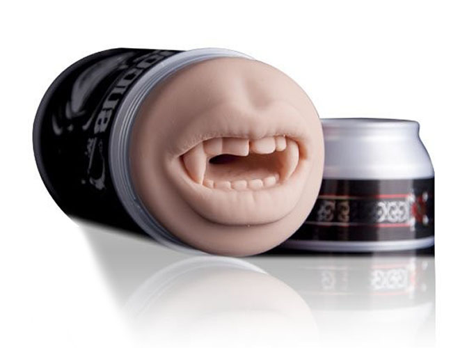 Succu Dry Fleshlight, a masturbation sleeve with a mouth that has fangs.