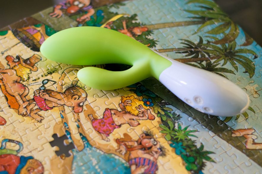 LELO Ina rechargeable vibrator, on top of the "naked people puzzle," as my family calls it
