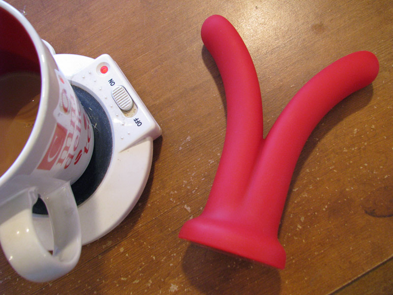 Split Dildo chillin' next to my coffee and mug warmer.