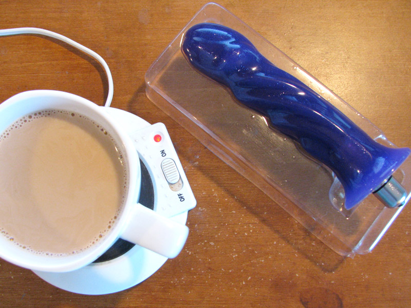 Tantus Goddess silicone vibrating dildo (with my coffee)