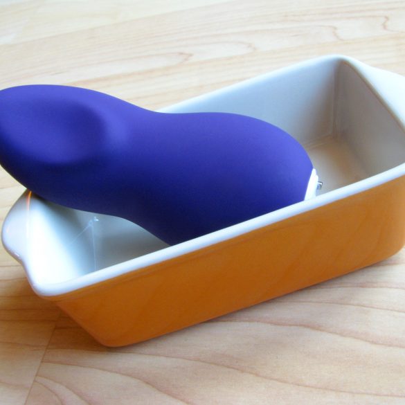 We-Vibe Touch hanging out in a tiny adorable casserole dish.