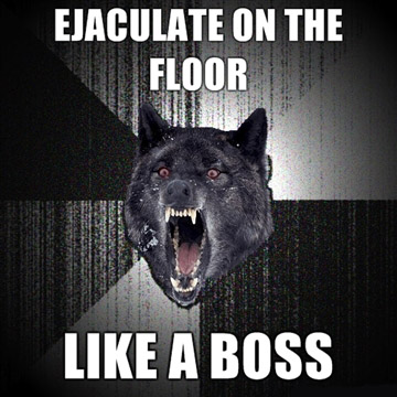 Macro with "insanity wolf" in the middle: EJACULATE ON THE FLOOR... LIKE A BOSS. 