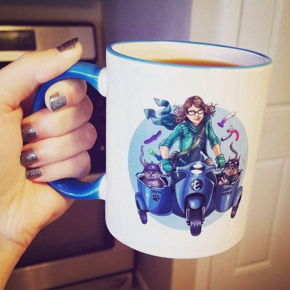 Me in superhero form on a mug