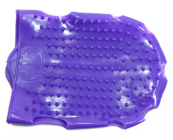 A purple LOVE MITT looking like a deflated balloon.