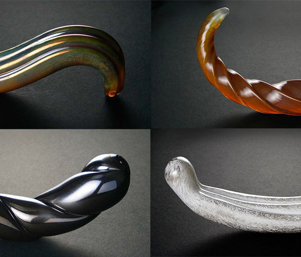 Glass dildos by Fucking Sculptures: G-Spoon, Corkscrew, Two-Cumber, Hooded Nun.