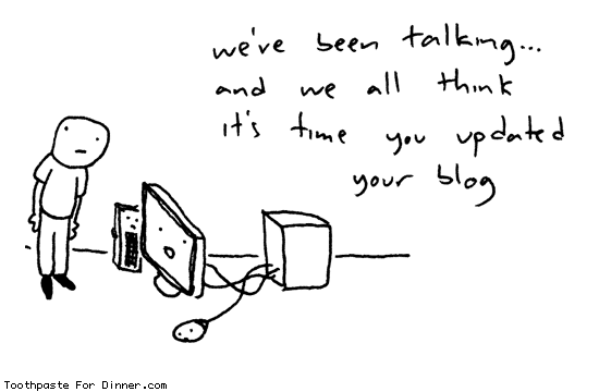 The computer demands a blog.