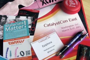 CatalystCon swag bag. Apparently Wet makes a lube called Uranus.