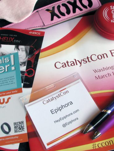 CatalystCon swag bag. Apparently Wet makes a lube called Uranus.