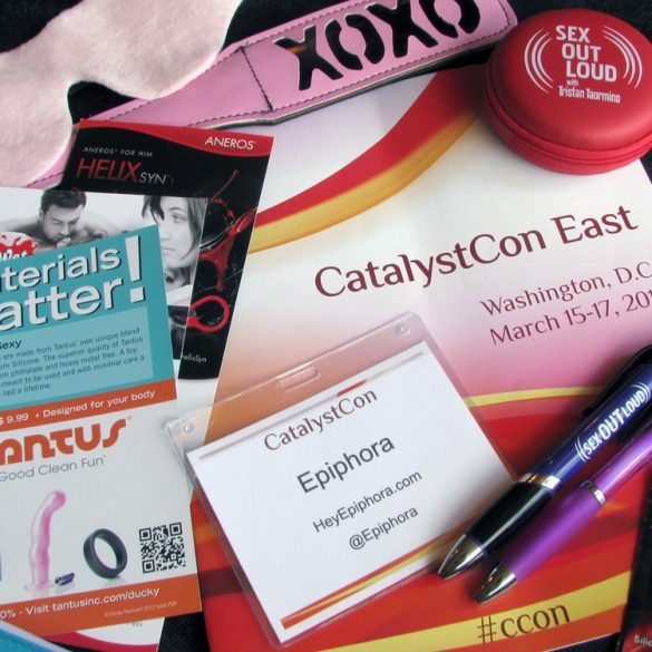 CatalystCon swag bag. Apparently Wet makes a lube called Uranus.