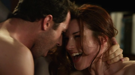 James Deen and Stoya face to face while fucking, in Code of Honor.