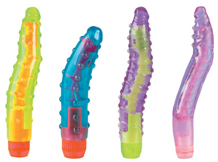 Bendable Vertebrae vibrators: colorful, worm-like  vibrators in strange positions... because they have SPINES.
