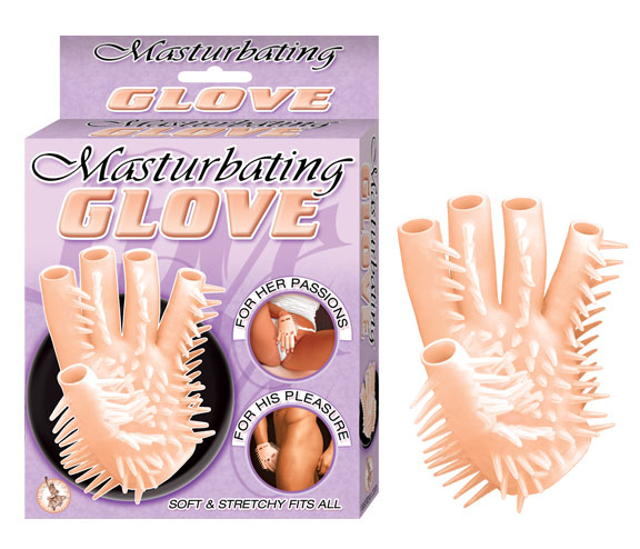 Nasstoys' Masturbating Glove. It is fingerless, cream-colored, and COVERED IN SPIKES.