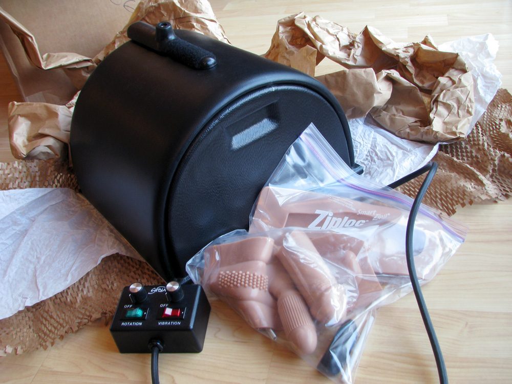 The Sybian... and packing materials.