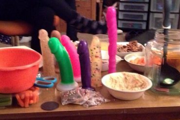 Dildos among the smorgasbord, at a party.