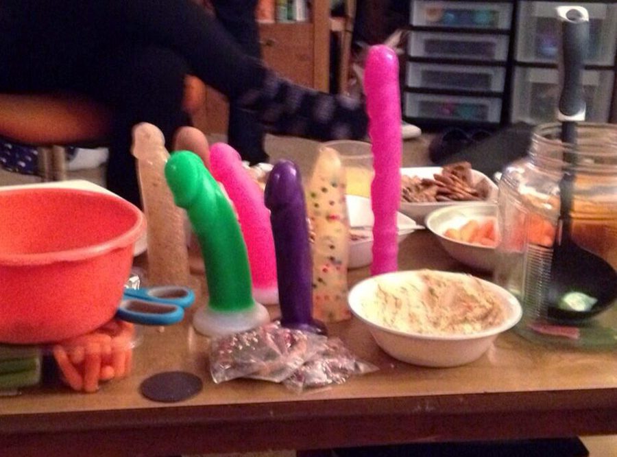 Dildos among the smorgasbord, at a party.