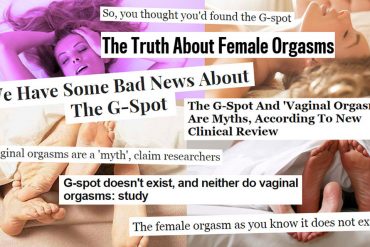 Scare-tactic G-spot headlines complete with stock photos of women and feet.
