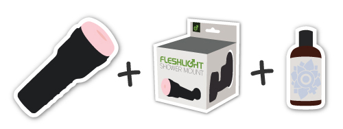 Sex toy prize pack: Fleshlight + Shower Mount + Sliquid lube