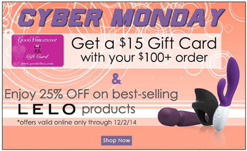 Cyber Monday at GoodVibes, 25% off LELO and more!