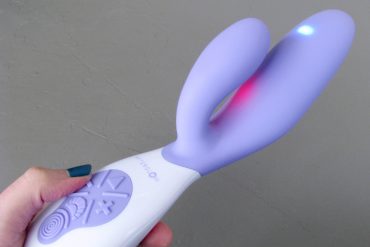 Afterglow PulseWave vibrator showing off its useless laser light energy.