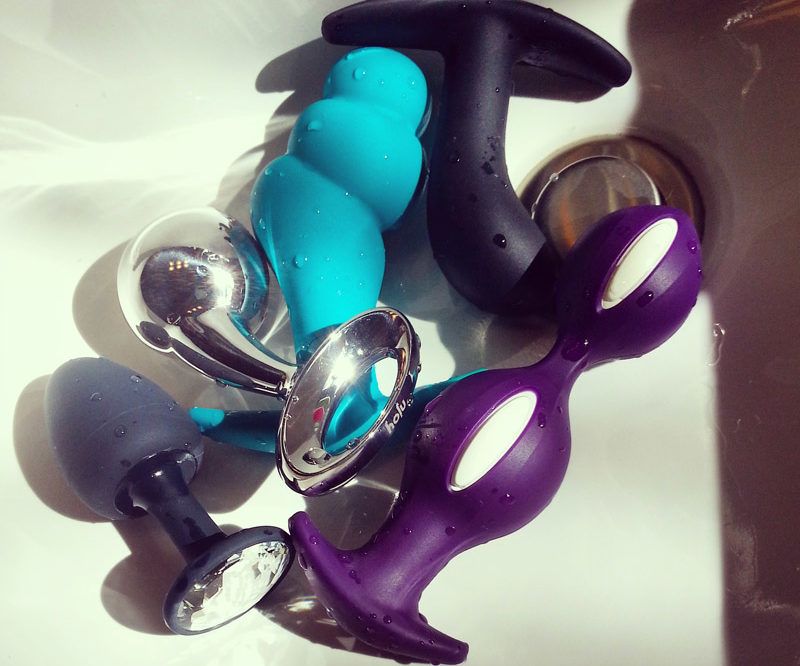 Jumble of butt plugs in my sink.