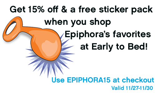15% off Epiphora's favorite sex toys plus a free sticker pack at Early to Bed!