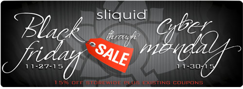 15% off storewide plus existing coupons at Sliquid!