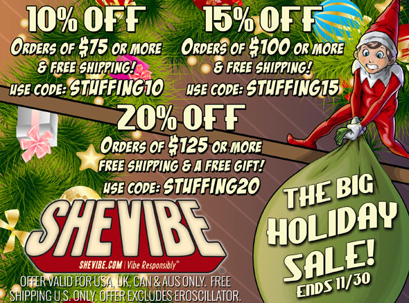 10-20% off sitewide at SheVibe this Black Friday through Cyber Monday!