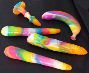 Rainbow marbled produce-shaped sex toys from SelfDelve! Rainbow marbled produce-shaped sex toys from SelfDelve!