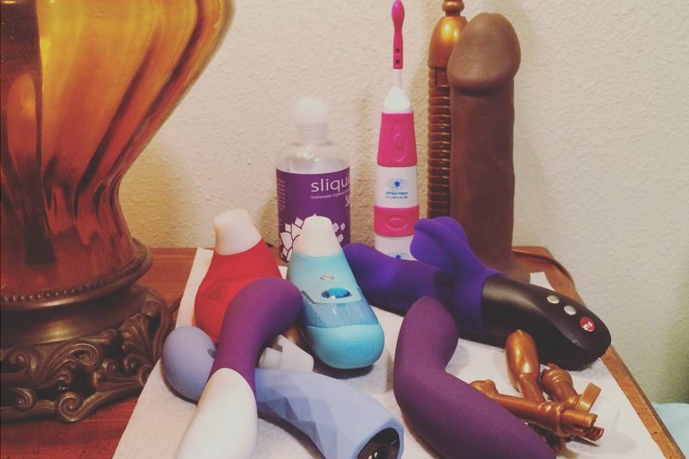 Bedside table set-up before jacking off at #dildoholiday.