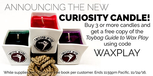 Buy 3 or more candles and get a free copy of the Toybag Guide to Wax Play!