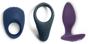 We-Vibe Verge and Pivot cock rings and Ditto butt plug