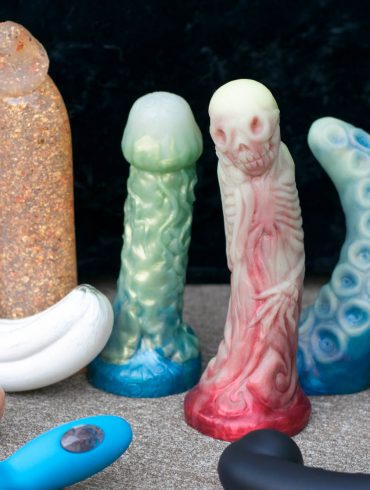 Sex toys from defunct manufacturers Jollies, Whipspider Rubberworks, Eros & Isis, Fucking Sculptures, Papaya Toys, and Ophoria
