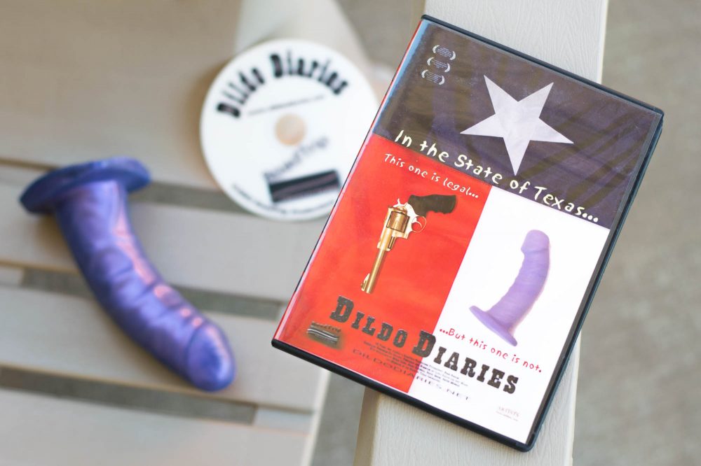 Dildo Diaries (2002). DVD sitting next to a purple dildo.