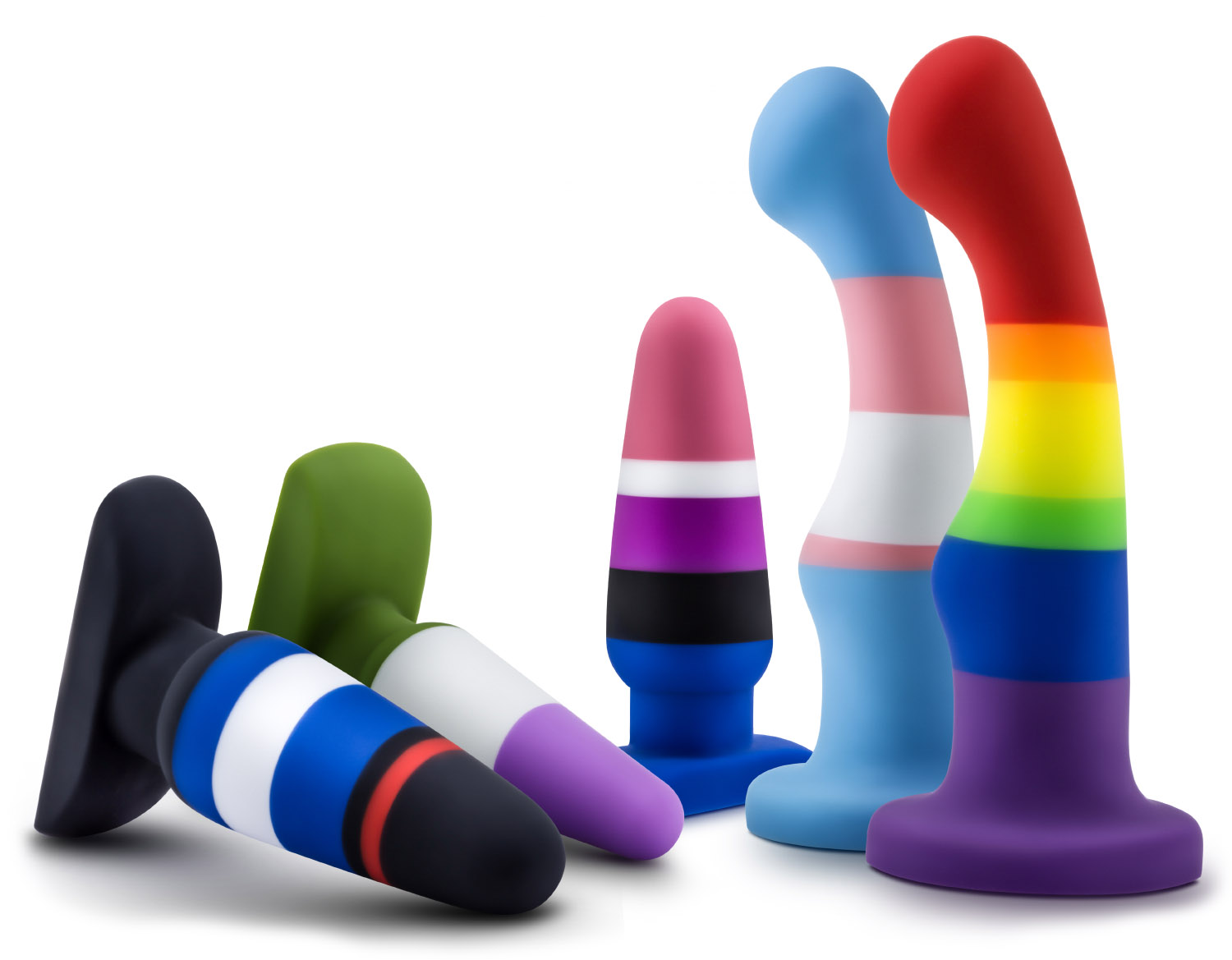 Blush Avant Pride line, with sex toys inspired by the leather, genderqueer, genderfluid, trans, and LGBTQ+ pride flags!