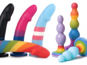 Sex toys from BS Atelier inspired by the leather, bisexual, trans, and LGBTQ+ pride flags.