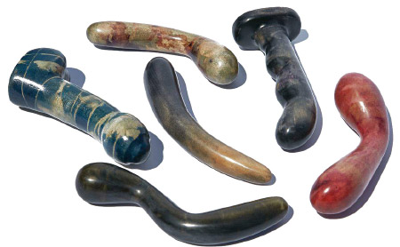 Chakrubs' Forest line of wooden dildos