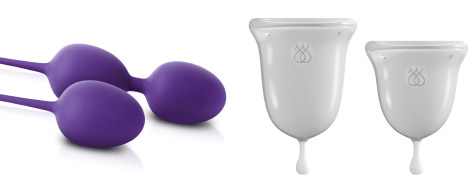 Jimmyjane's "Intimate Care" line of kegel balls and menstrual cups
