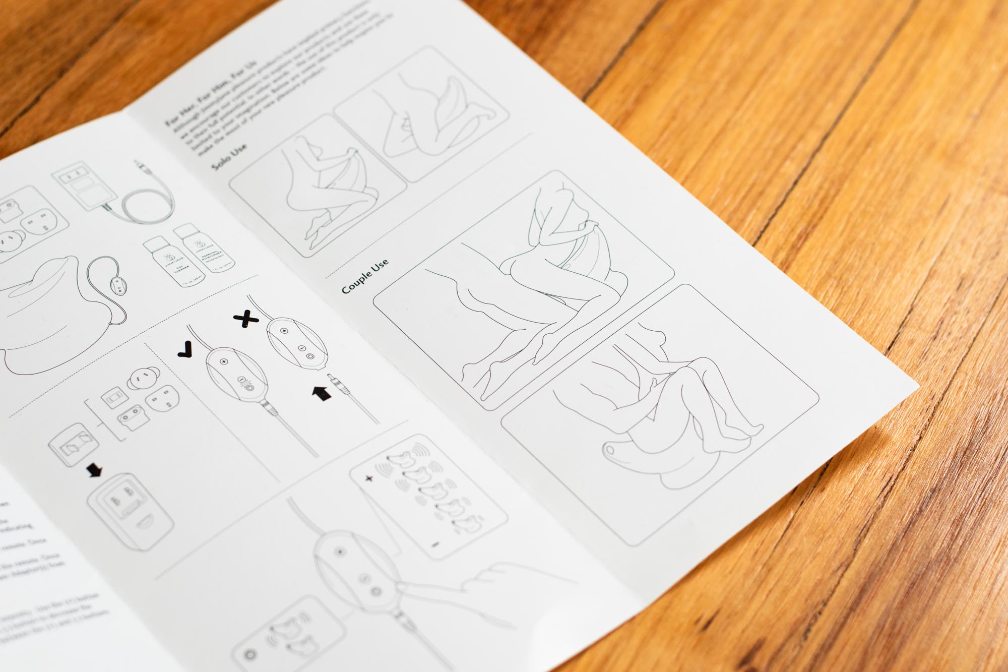 Manual for the Jimmyjane Rumble Seat, offering up a selection of ludicrous positions.