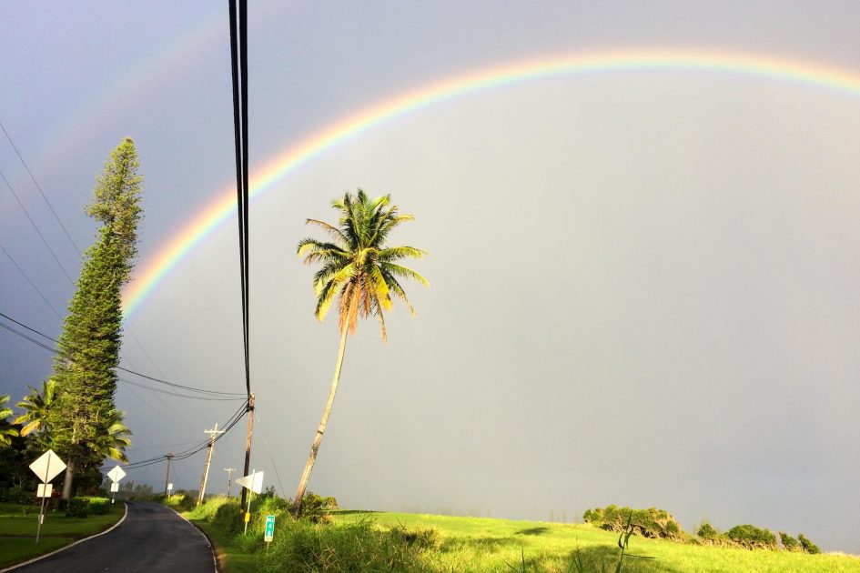 Double rainbow in Hana, Maui, the morning after this interview.