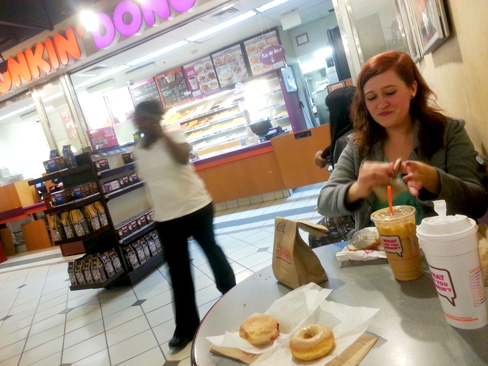 My new friend Kayla at Dunkin' Donuts.