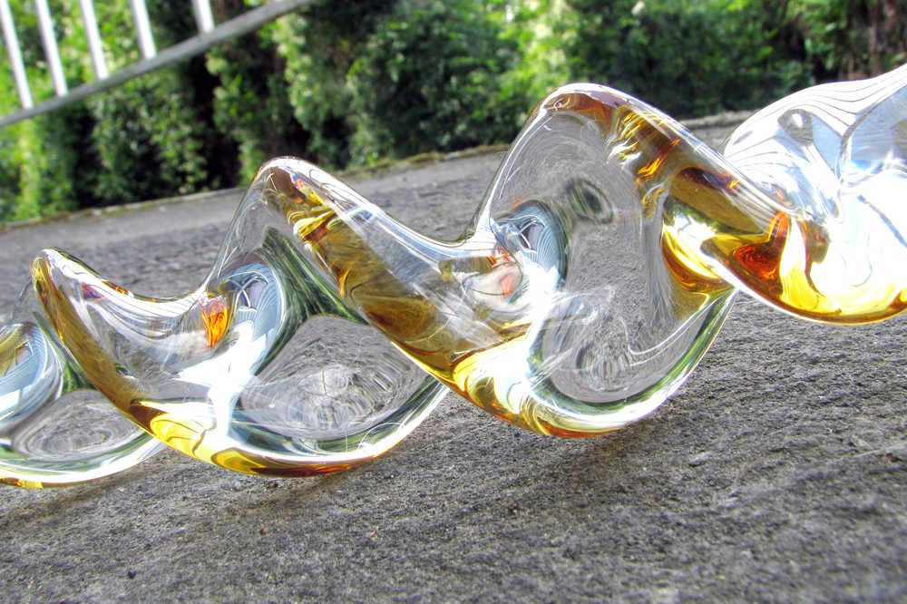 Crystal Delights Crystal Twist swirly glass dildo on my porch.