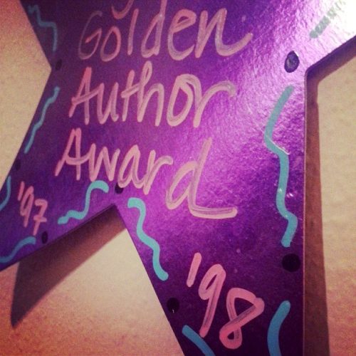 Star-shaped "Golden Author Award" from my fifth grade teacher.