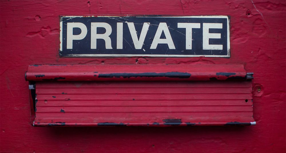 Mailbox labeled "PRIVATE."