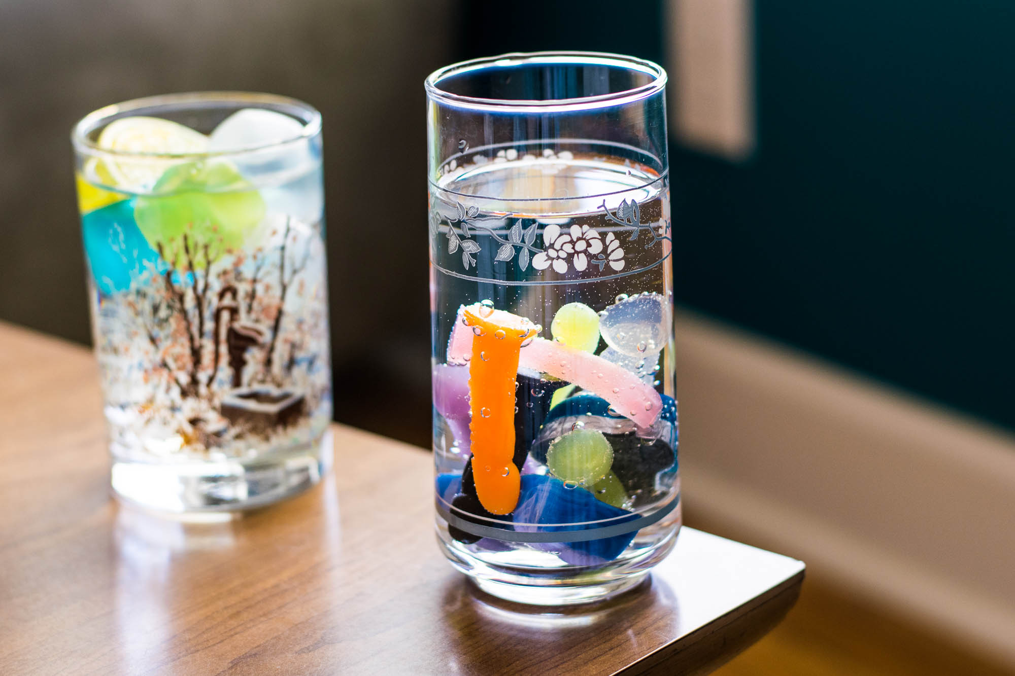 Tiny dildos in a glass of water. They don't make good reusable ice cubes.