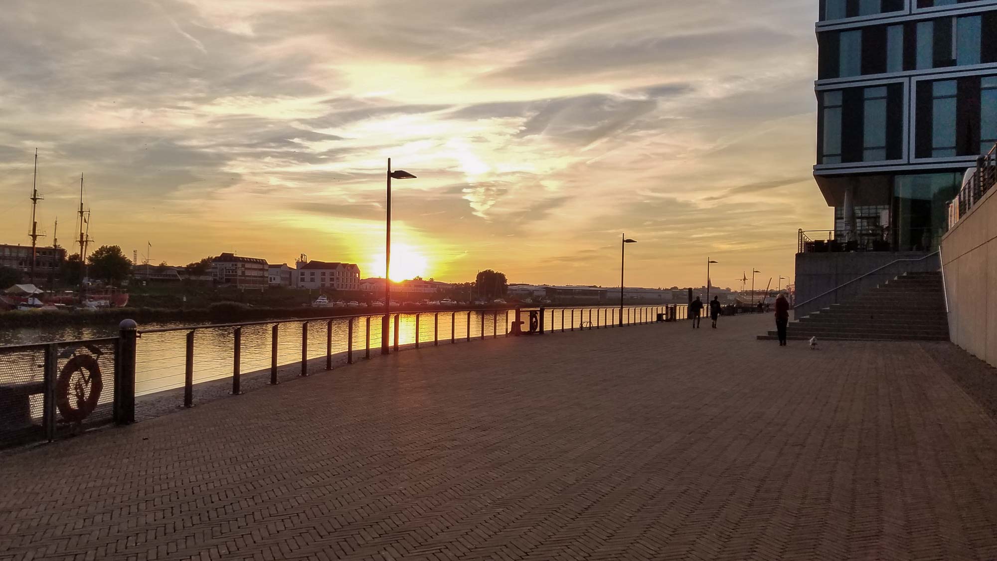 Sunset from the promenade outside the Steigenberger hotel in Bremen, Germany.